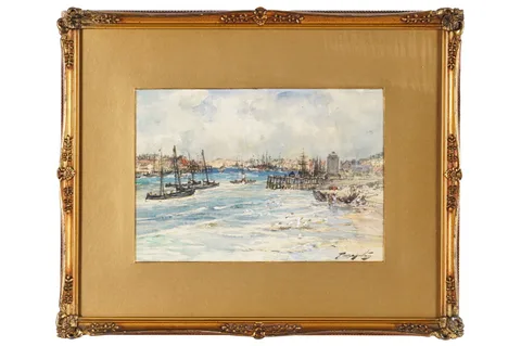 Thomas Swift Hutton, North Shields looking inland, watercolour