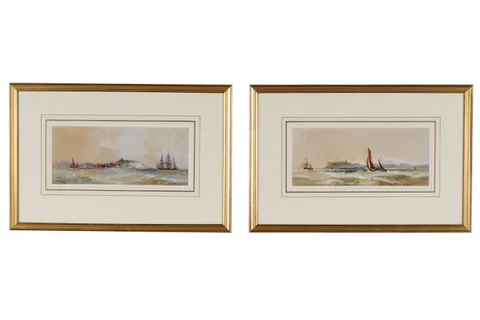 Frank Henry Mason, pair of coastal scenes, watercolour