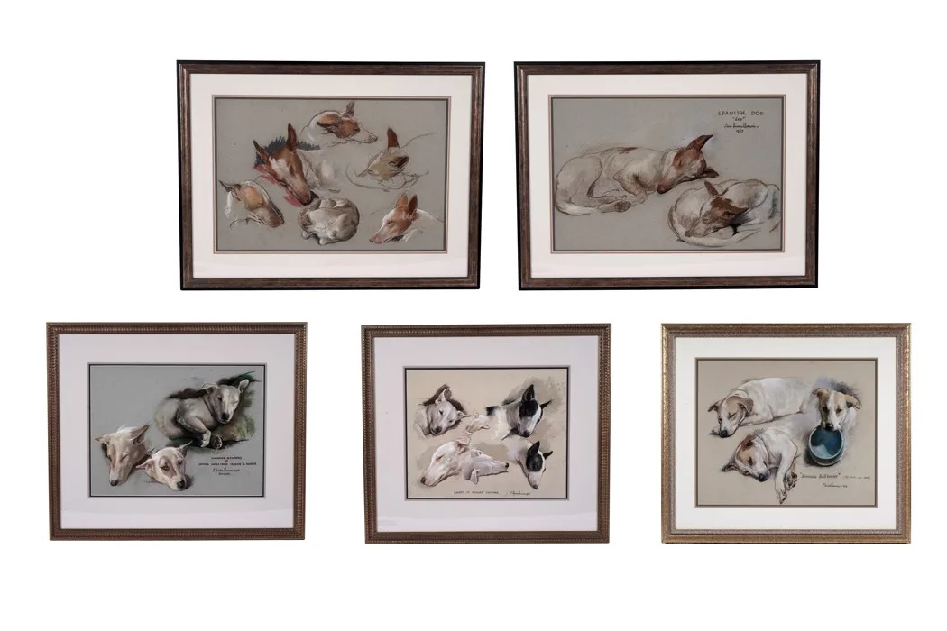 Sam Morse-Brown, Bermuda Bull-terrier; and three others, pastel on paper