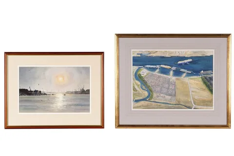 Alan Reed, Two views of the Port of Tyne, watercolour