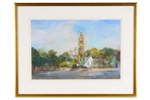 Walter Holmes, St. George's, Jesmond, (Lindisfarne Rd), pastel on paper