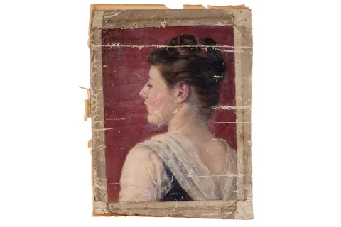 Isa Jobling, Self Portrait, oil on canvas, removed from stretcher