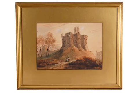 Luke Clennell, Keep of Warkworth Castle, Northumberland, watercolour