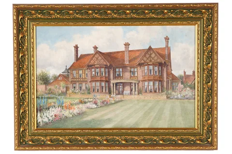 Arthur Rowe, View of a Country House and Garden, watercolour