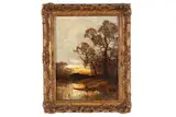 Karl Heffner, Sunset with figure in a boat