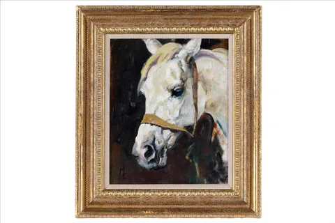 Malcolm Coward, Study of a cremello horse head, oil on board