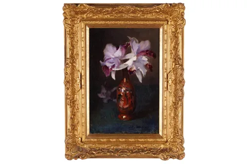 John Henderson, Still Life with Orchids, oil on canvas