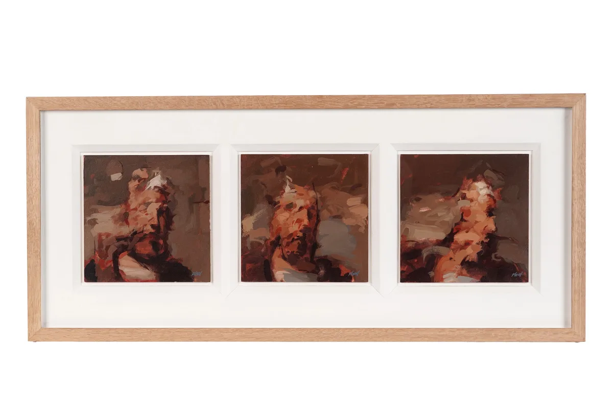 Alan Flood, Rembrandt Metamorphosis, oil on board triptych