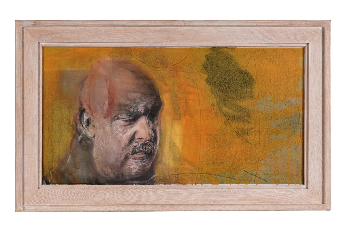 Tom Wood, Self Portrait Cadmium, crayon and gouache on paper