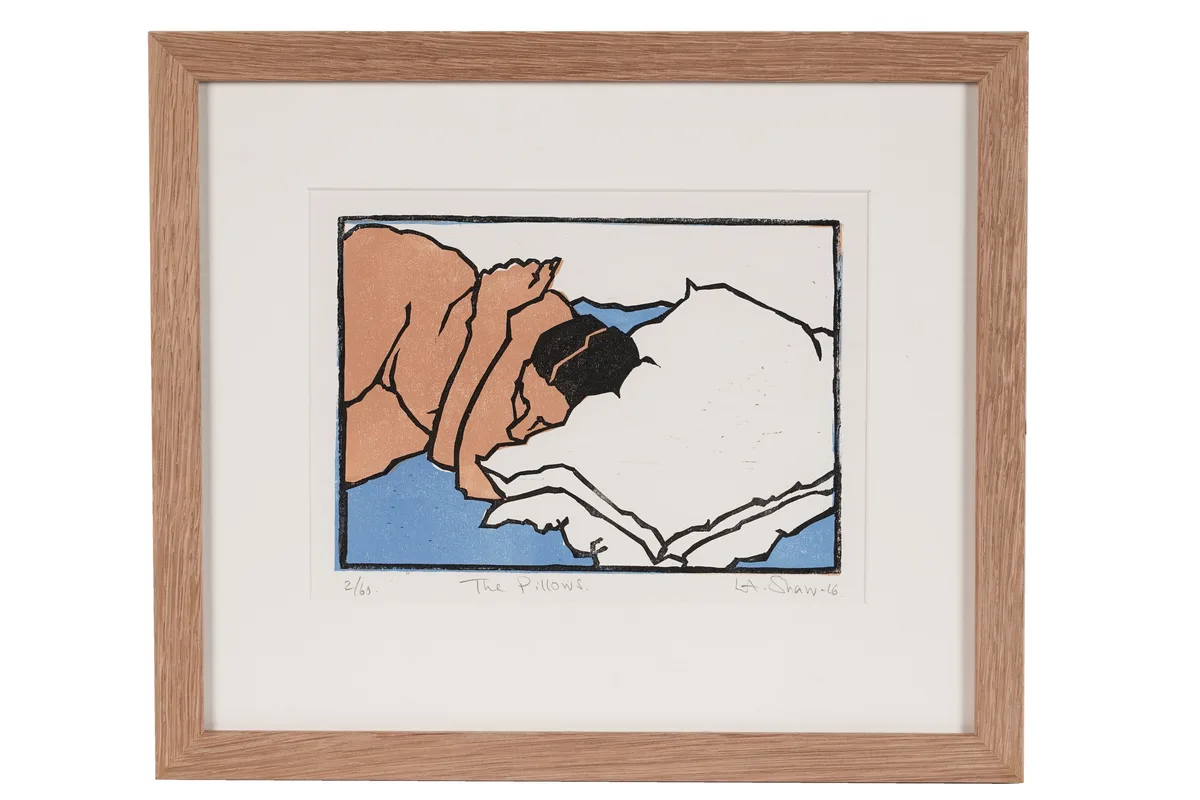 Lesley Shaw, The Pollows, limited edition 3 colour linocut, 2/60