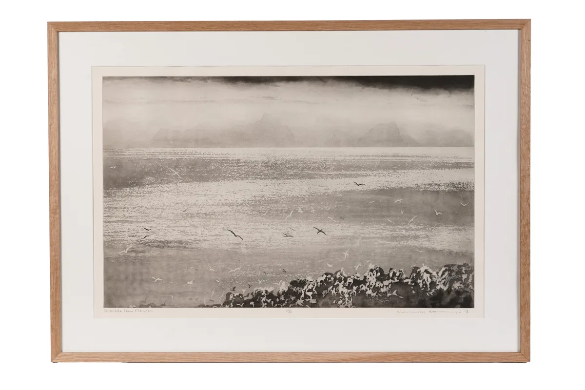 Norman Ackroyd, St Kilda From Flannan, limited edition aquatint etching 62/90