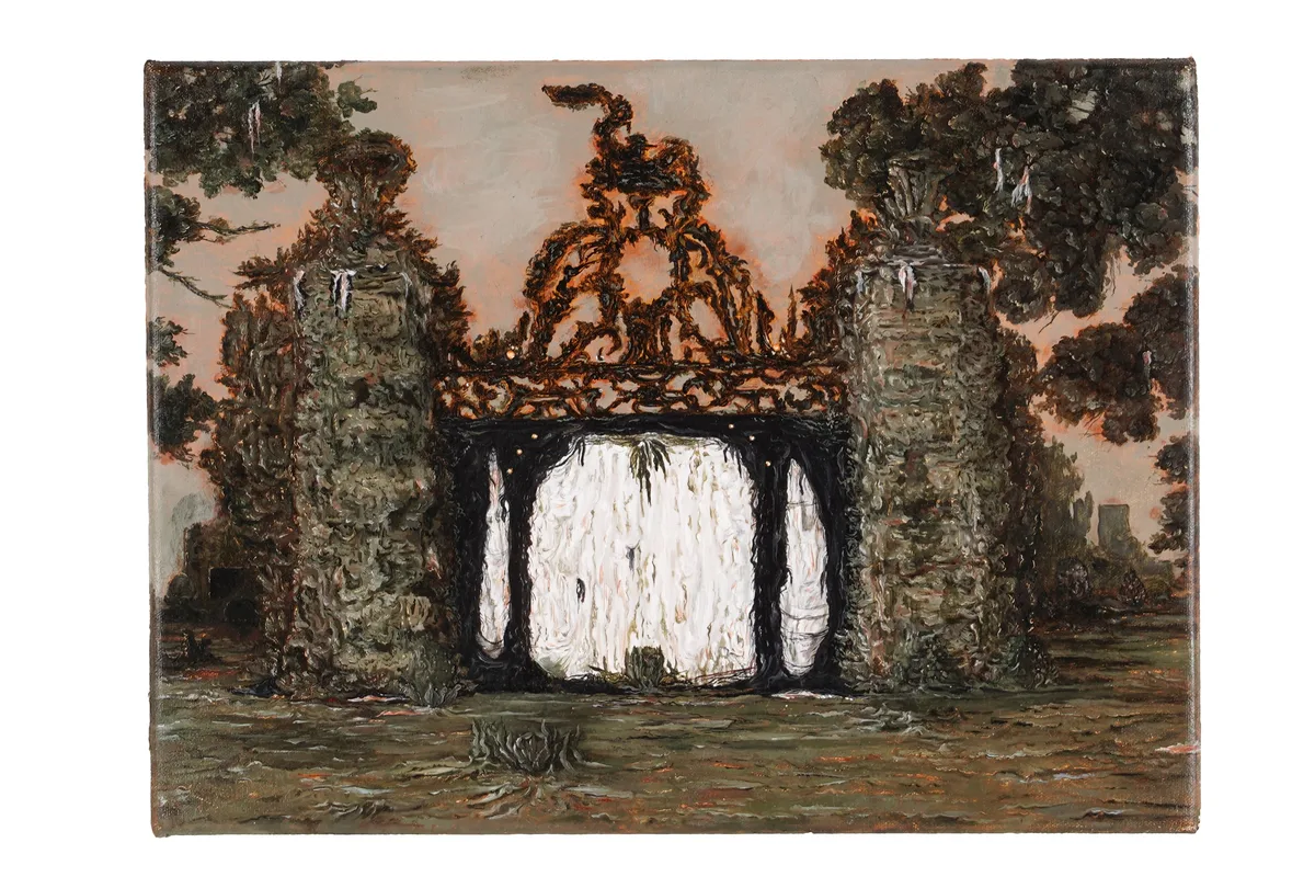 Leaf Black Arch by Joanna Whittle, oil on canvas, sold Apr 2026