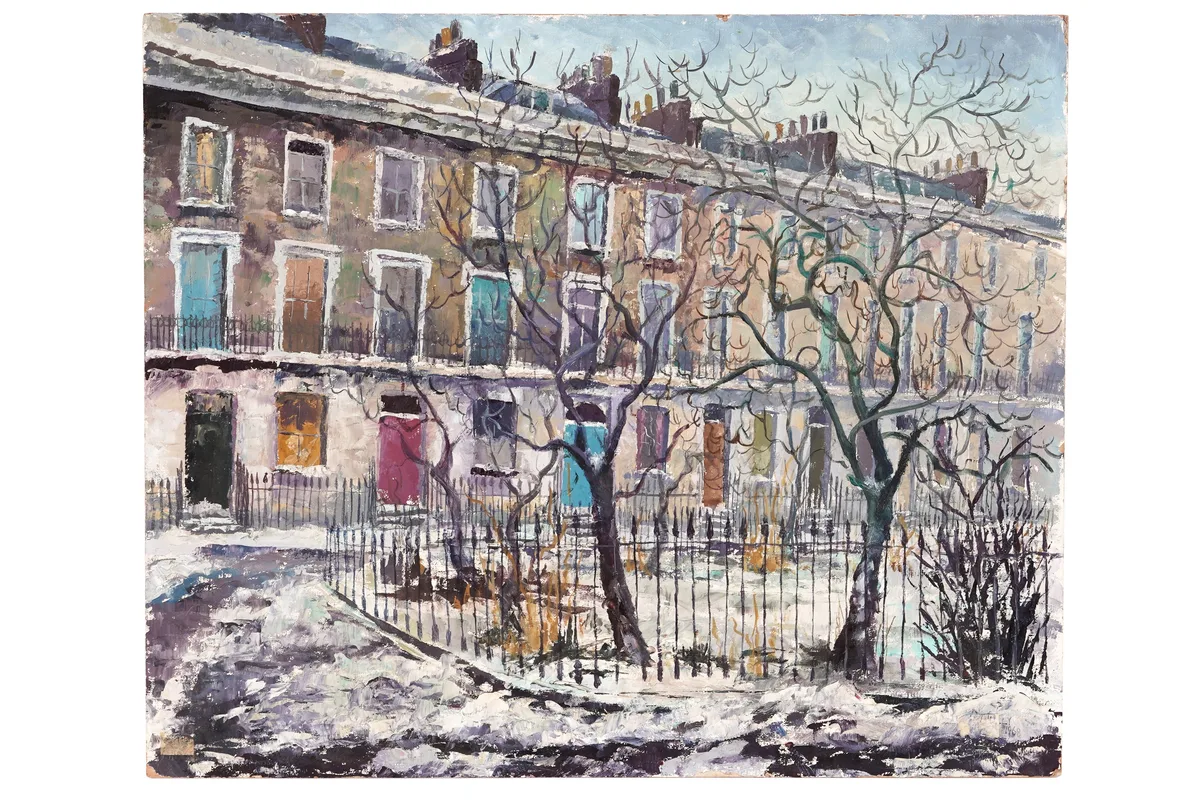 Joyce Mary Tully, Snow in Markham Square, oil on board