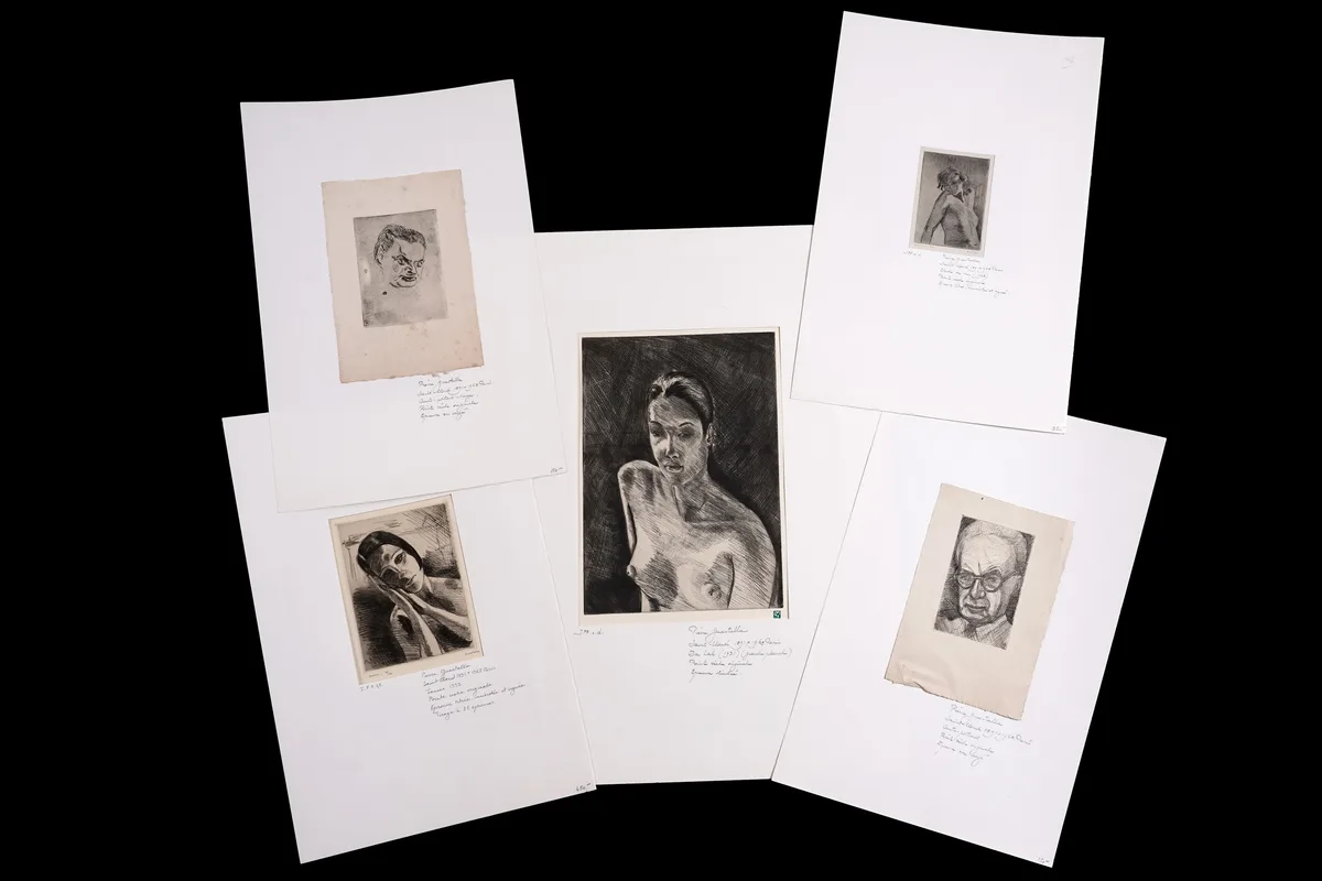 Pierre Guastalla, A collection of five portraits, drypoint etchings