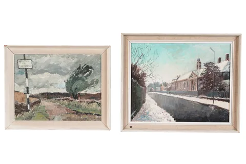 Joyce Mary Tully, Two scenes, oil on board; oil on canvas laid on board