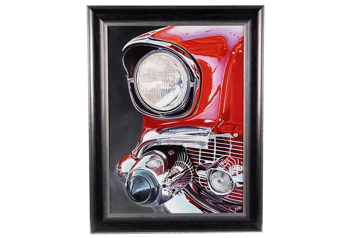 Roz Wilson, Red Cadillac Headlight, oil on canvas