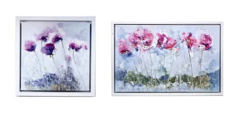 Grace and Beauty I; and Grace and Beauty III by Emilija Pasagic, embellished print on box canvas, limited edition 2/95, sold Apr 2026