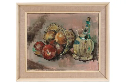 Joyce Mary Tully, Still life with apples, oil on canvas