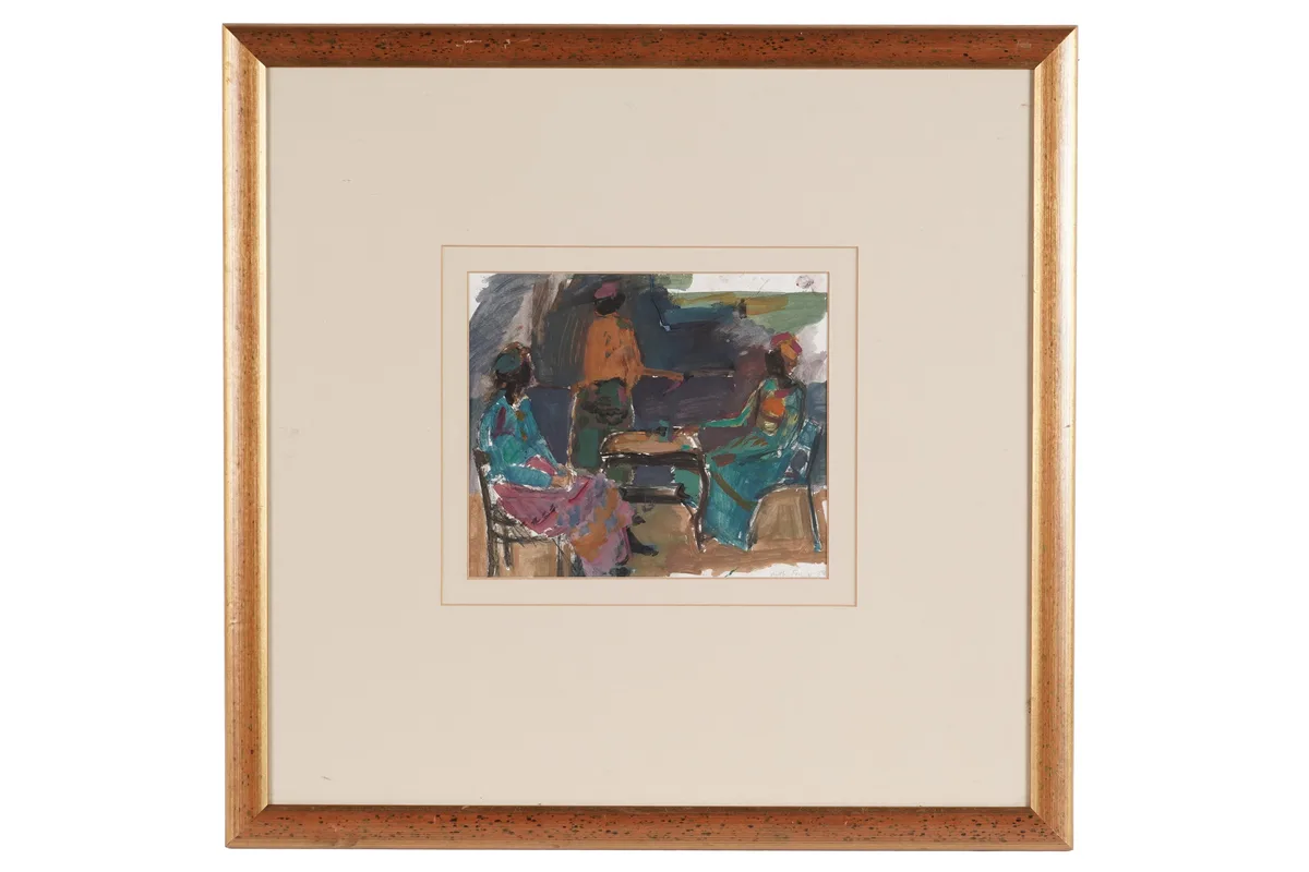Ruth Fowler, Seated figures, watercolour