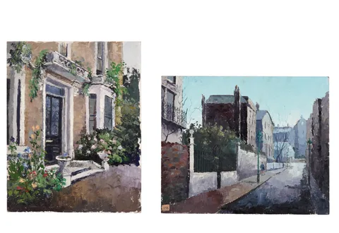Joyce Mary Tully, Two street scenes, oil on board