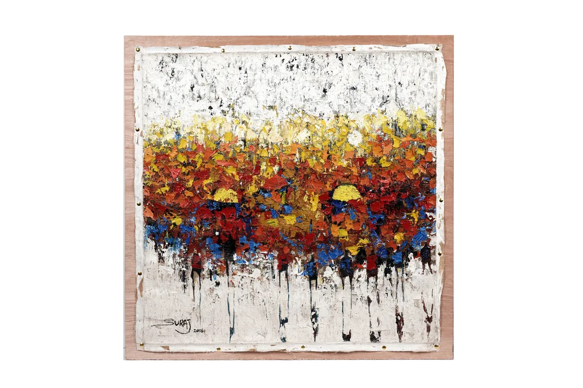 Suraj Adekola, Abstract composition, acrylic on canvas pinned to a board