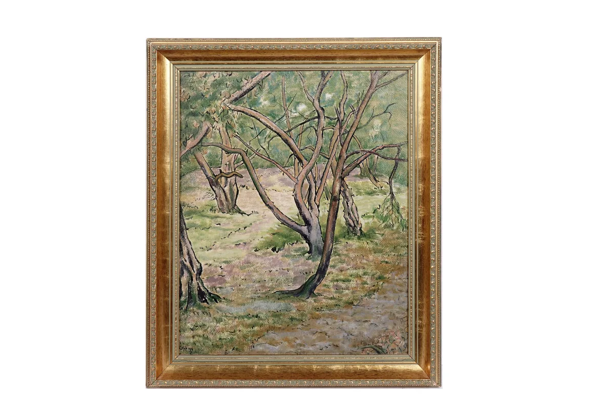 Edmond Xavier Kapp, Woodland scene, oil on board