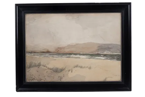 George Edward Horton, Seascape from the sand dunes, watercolour on paper