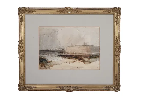 George Edward Horton, The beach at Tynemouth, watercolour on paper