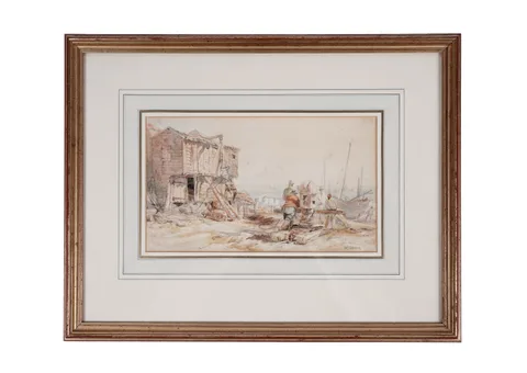 Fishermen leaning on a capstan by the Tyne by Henry Perlee Parker, watercolour, sold Mar 2026