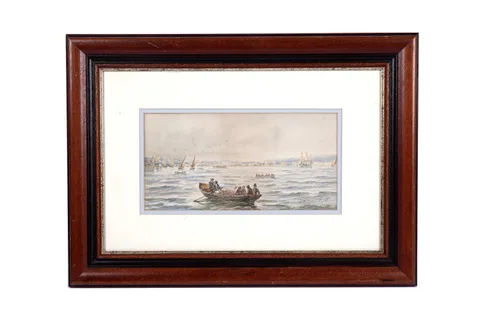 James Wilson Carmichael, Passengers in a rowing boat, watercolour on paper