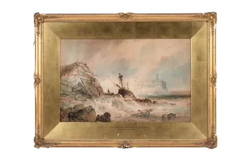 Thomas Miles Richardson Snr., A Wreck on the Black Middens, Tynemouth, watercolour on paper