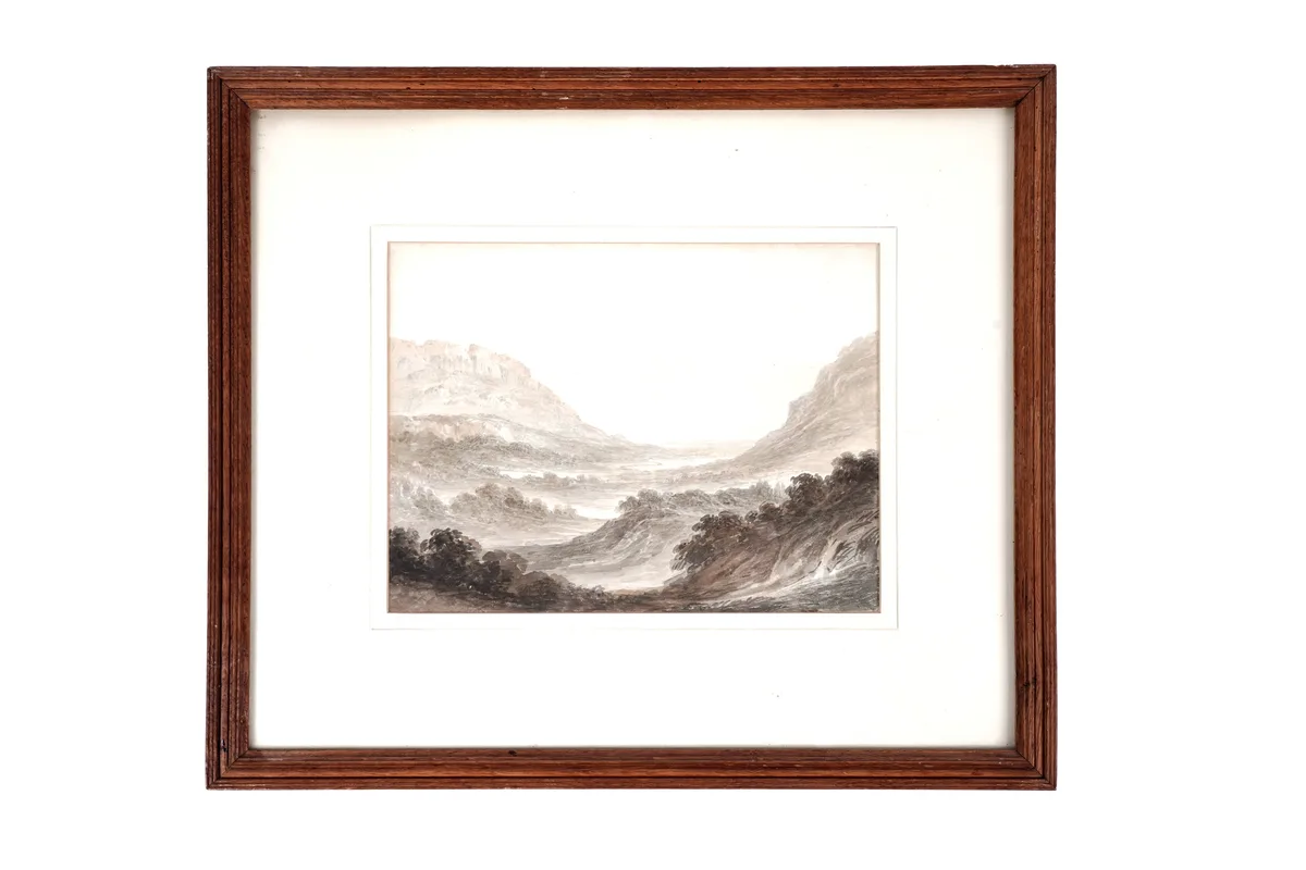 Cornelius Varley, Between the Upper and Lower Lakes, Killarney, pencil and wash drawing