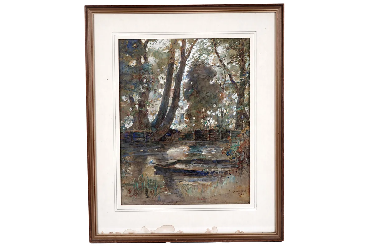 Lionel Townsend Crawshaw, By Christchurch Meadow - a Kingfisher, watercolour and gouache