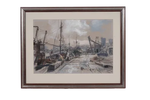 Walter Holmes, North Shields Fish Quay, pastel
