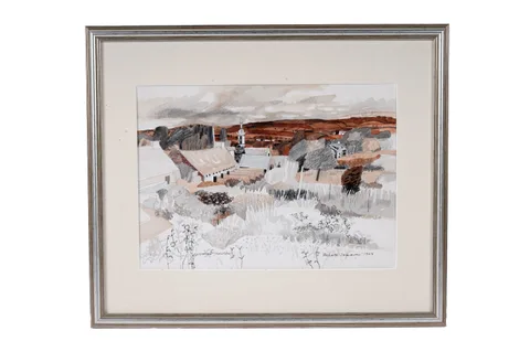 Richard Demarco, Locronan (Finistere), pencil, watercolour and pen