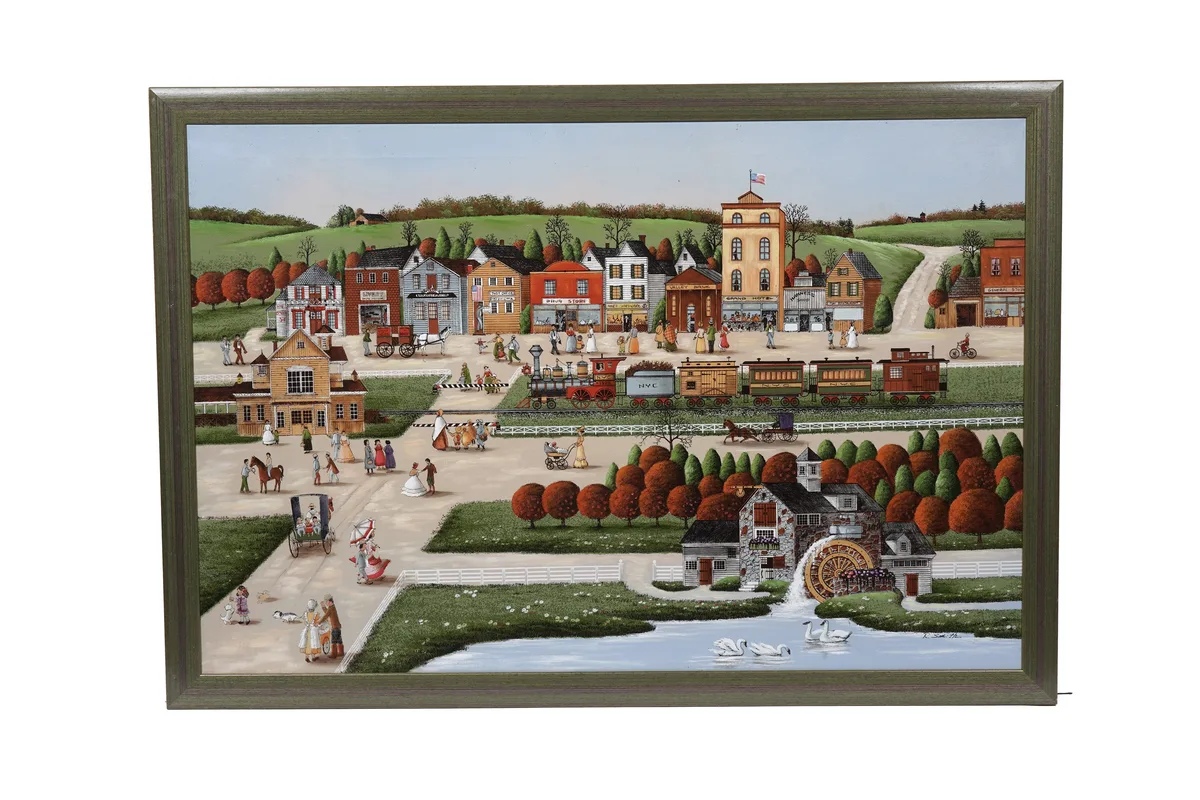 R. Smith, Bunny Run Creek townscape, oil on canvas