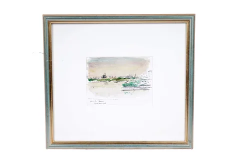 Hugh Casson, View from the bedroom, Hotel Leningrad, watercolour, pen and pencil