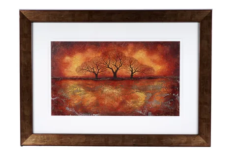 Kerry Darlington, Three trees, mixed media on textured board