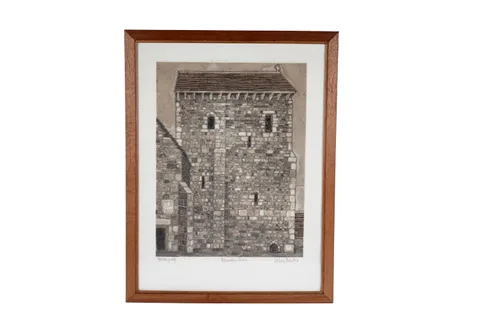 Romanesque Church by Valerie Thornton, pencil signed and titled, sold Jan 2026