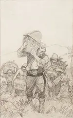 N. C. Wyeth, Study for The Story of Gold, graphite on paper