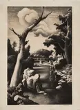 Shallow Creek by Thomas Hart Benton, 1939, lithograph; signed 'Benton' (lower right in pencil), sold Mar 2025