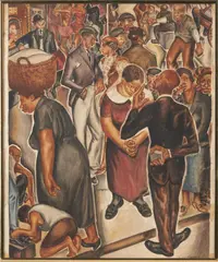 Joseph Limarzi, A Harlem Street Scene, watercolor and pencil on paper