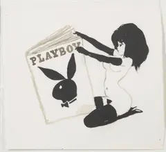 LeRoy Neiman, Femlin Reading Playboy, 1989, unsigned; dated 'January 1989' (in pencil on the reverse); identified on a label from Franklin Bowles Galleries (affixed to the backing paper)