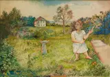 David Burliuk, Gardening on a Summer Day, watercolor on paper