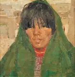 Leon Gaspard, Portrait of a Woman in a Green Shawl, oil on canvas mounted to board
