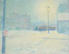 Dwight Blaney, Brookline Village in Snow, or Brookline Village, 1893, oil on canvas