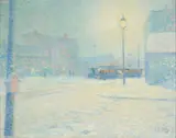 Dwight Blaney, Brookline Village in Snow, or Brookline Village, 1893, oil on canvas