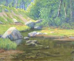 Henry Hammond Gallison, A Woodland Pond, oil on canvas