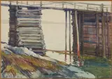 Dwight Blaney, Through the Pier (The Old Wharf, Ironbound), watercolor on paper