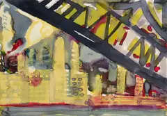 Romare Bearden, The Bridge, 1982, watercolor on paper